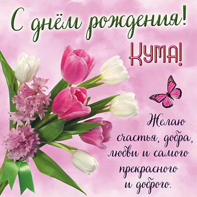 Изумительная открытка с тюльпанами куме на день рождения