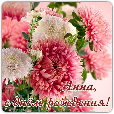 Замечательная открытка с хризантемами для Анны