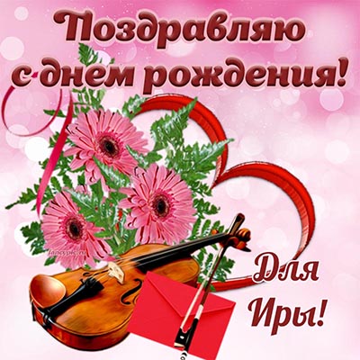 Скрипка и цветы для Иры, поздравляю с днём рождения