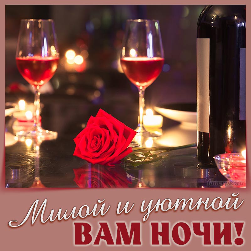 Вино с бокалами и розой для милой и уютной ночи